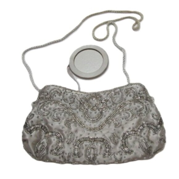 Vintage Beaded Evening Formal Bag with attach mirror - Picture 1 of 8